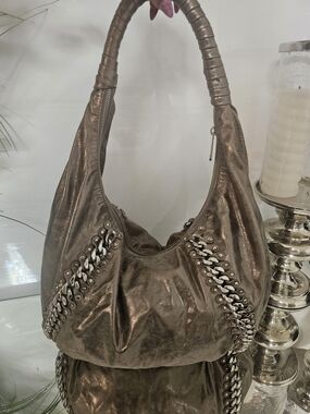 Michael Kors Y2k Metallic Shoulder Hobo with Studded Chain Detail